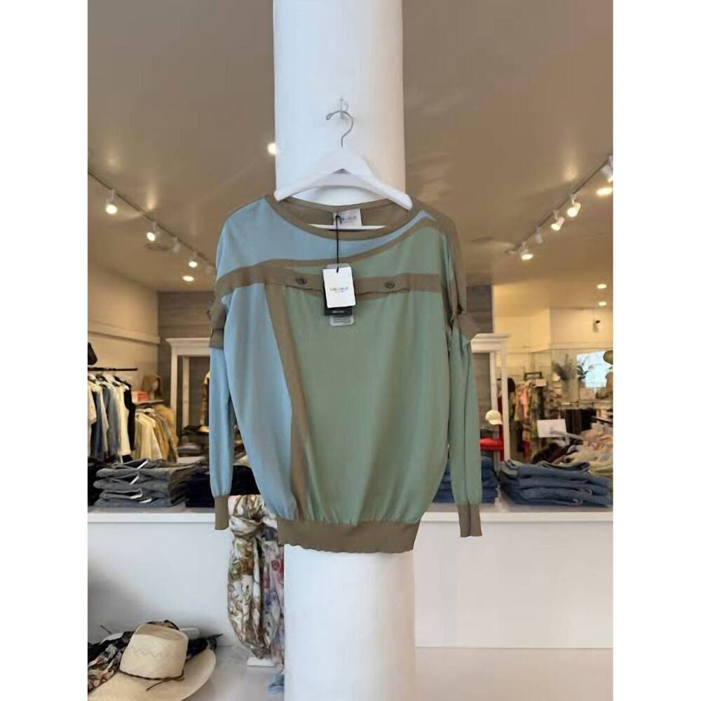 NEW OBLIQUE CREATIONS women's knit top in green multi